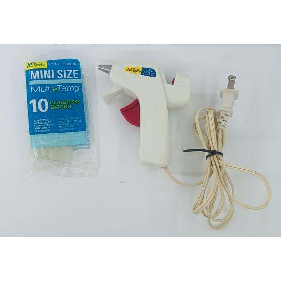 Ad Tech Glue Gun Hi Temp Electric White Small Hot Melt Corded With 9 Gluesticks - Picture 7 of 7
